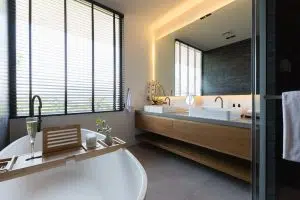 Ensuite bathroom at Villa Amylia, a luxury, private 9 bedroom, ocean view villa overlooking north Chaweng beach, Koh Samui, Thailand