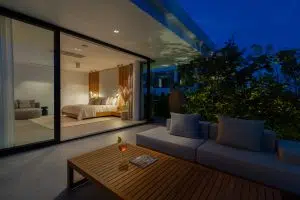 Bedroom terrace at Villa Amylia, a luxury, private 9 bedroom, ocean view villa overlooking north Chaweng beach, Koh Samui, Thailand