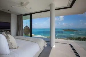 Bedroom at Villa Amylia, a luxury, private 9 bedroom, ocean view villa overlooking north Chaweng beach, Koh Samui, Thailand